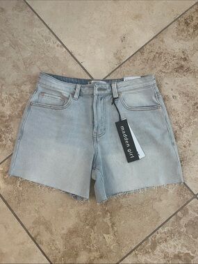 Madden Girl Light Wash Raw Hem Denim Shorts 9